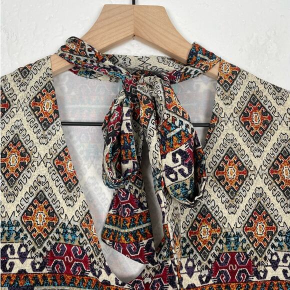 Veronica M. Geometric Print Long Sleeve Tie-Neck Dress Size Medium - Picture 2 of 6